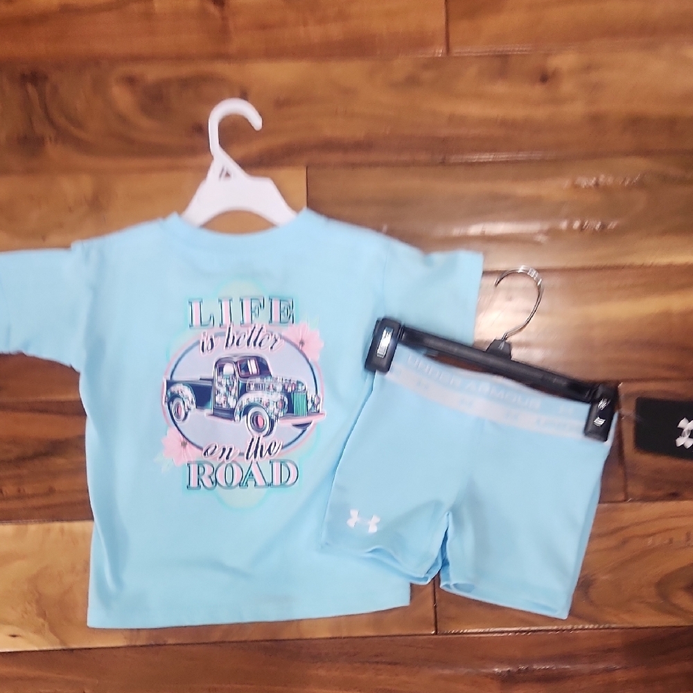 Under Armour Blue Rashguard Matching Set - Picture 1 of 3
